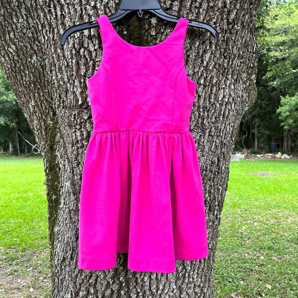 POLO RALPH LAUREN GIRLS SMALL/7 DARK HOT FUSCIA PINK SLEEVELESS DRESS